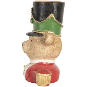 Clayre & Eef Świecznik Niedźwiedź 9x6x10 cm Brązowo-Czerwony