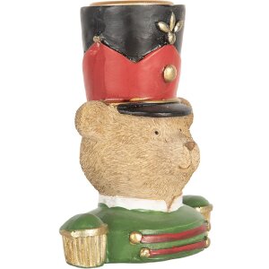 Clayre & Eef Świecznik Niedźwiedź 9x6x10 cm Brązowo-Zielony