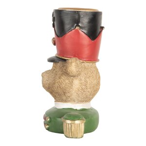 Clayre & Eef Świecznik Niedźwiedź 9x6x10 cm Brązowo-Zielony