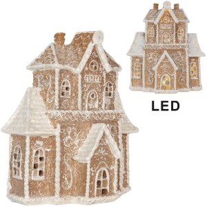 Clayre & Eef Dom z LED 18x9x20 cm – Dekoracja Świąteczna