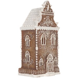 Clayre & Eef Dom z LED 17x15x35 cm Brązowo-Biały
