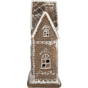 Clayre & Eef Domek z LED Brązowo-Biały 26x10x25 cm