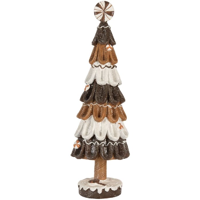 Clayre & Eef Dekoracja Świąteczna Choinka 12x39 cm Brązowo-Biała