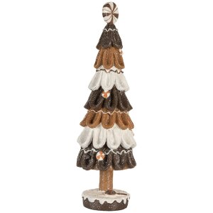 Clayre & Eef Dekoracja Świąteczna Choinka 12x39 cm Brązowo-Biała