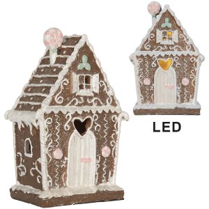 Clayre & Eef Dom z LED 14x9x21 cm - Dekoracja Świąteczna
