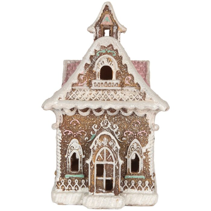 Clayre & Eef Dom z LED 16x15x25 cm - Dekoracja Świąteczna