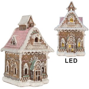 Clayre & Eef Dom z LED 16x15x25 cm - Dekoracja Świąteczna