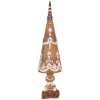Clayre & Eef 6PR5835 Dekoracja Świąteczne Drzewko 10x38 cm Brązowo-Białe
