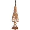 Clayre & Eef 6PR5835 Dekoracja Świąteczne Drzewko 10x38 cm Brązowo-Białe