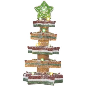 Clayre & Eef Drzewko Świąteczne LED 15x15x29 cm Brązowo-Czerwone