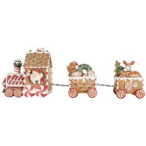 Clayre & Eef Dekoracja Pociąg Świąteczny 33x10x15 cm Braun-Rot