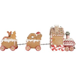 Clayre & Eef Dekoracja Pociąg Świąteczny 33x10x15 cm Braun-Rot