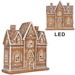 Clayre & Eef Dom z LED 21x8x20 cm Brązowo-Biały