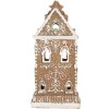 Clayre & Eef 6PR5842 Domek Dekoracyjny z LED 9x7x18 cm Brązowo-Różowy