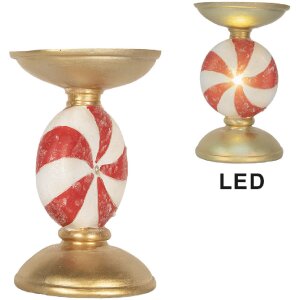 Clayre & Eef Świecznik LED Złoto-Biały 10x16 cm