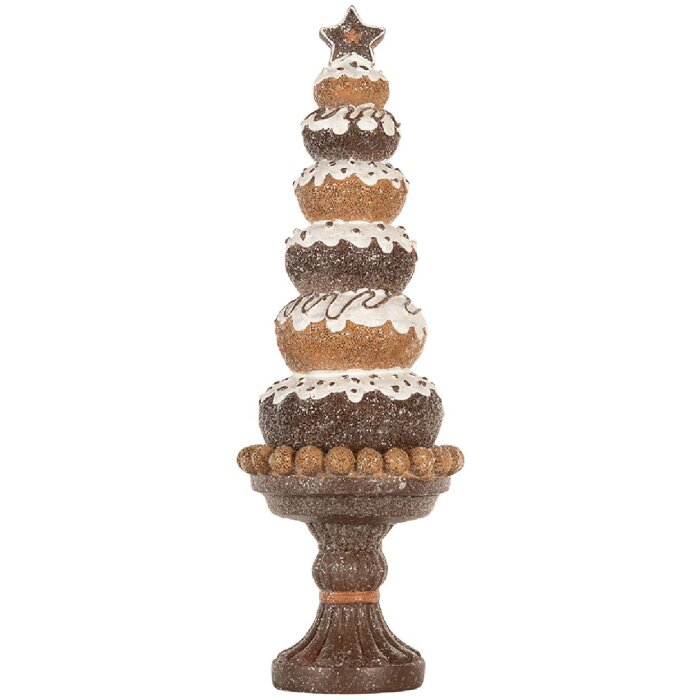 Clayre & Eef 6PR5852 Dekoracja Świąteczna Choinka 11x33 cm Brązowo-Biała
