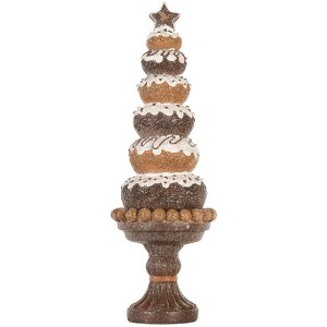 Clayre & Eef 6PR5852 Dekoracja Świąteczna Choinka 11x33 cm Brązowo-Biała