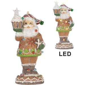 Clayre & Eef Święty Mikołaj z diodami LED 15x13x32 cm