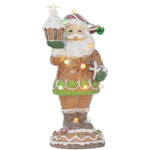 Clayre & Eef Święty Mikołaj z diodami LED 15x13x32 cm