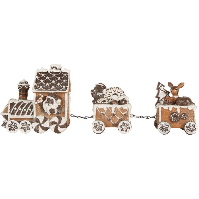 Clayre & Eef Pociąg Dekoracyjny 33x10x15 cm Brązowo-Biały