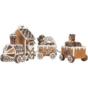 Clayre & Eef Pociąg Dekoracyjny 33x10x15 cm Brązowo-Biały