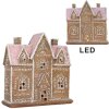 Clayre & Eef Dom Dekoracyjny z LED 21x8x20 cm Brązowo-Różowy