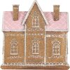 Clayre & Eef Dom Dekoracyjny z LED 21x8x20 cm Brązowo-Różowy