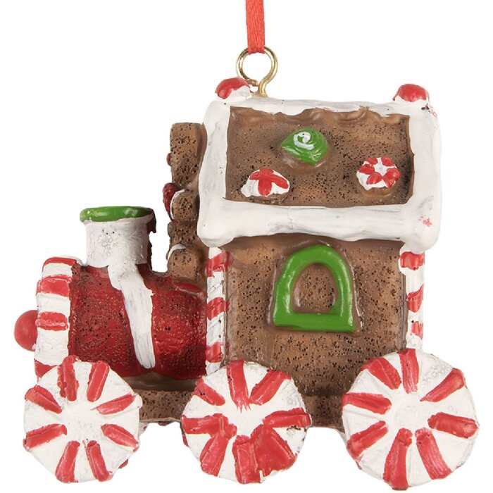 Clayre & Eef Zawieszka Lokomotywa 9x5x9 cm Brązowo-Czerwona