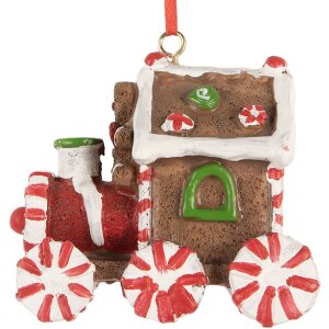 Clayre & Eef Zawieszka Lokomotywa 9x5x9 cm Brązowo-Czerwona