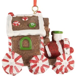 Clayre & Eef Zawieszka Lokomotywa 9x5x9 cm Brązowo-Czerwona