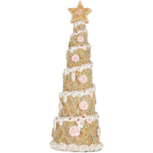 Clayre & Eef Choinka Świąteczna Ø 9x25 cm Brązowo-Biała
