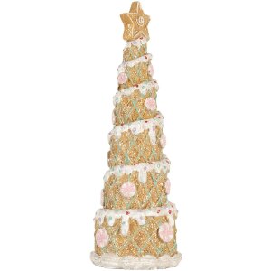 Clayre & Eef Choinka Świąteczna Ø 9x25 cm Brązowo-Biała