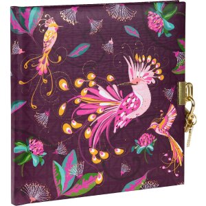 Goldbuch Dziennik Tropical Birds Śliwkowy 16x16 cm z Zamkiem