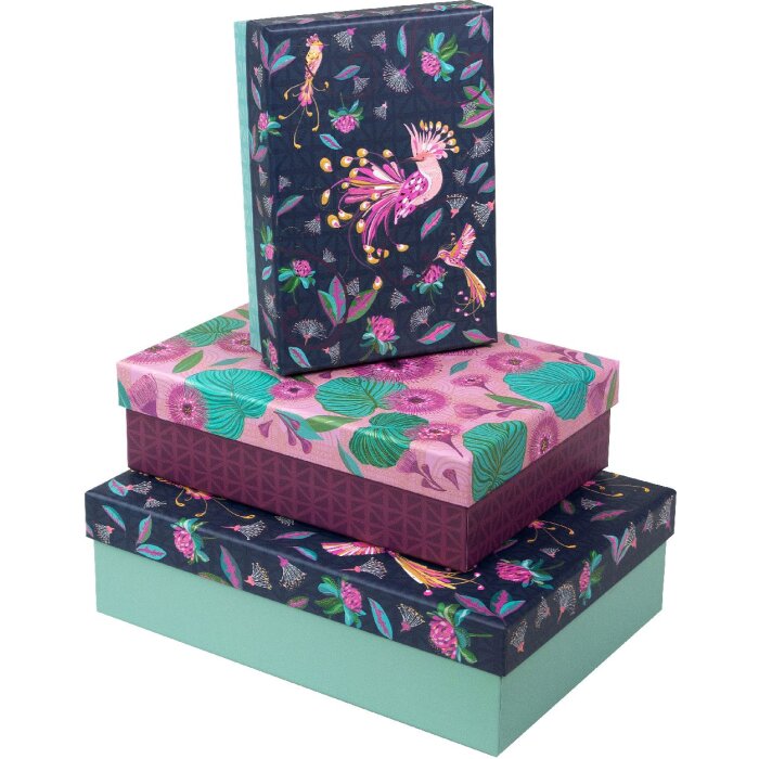 Goldbuch Zestaw kartonów Tropical 3x – druk z wytłoczeniem, złota grawerunek