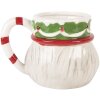 Clayre & Eef Kubek Ceramiczny 550ml Beżowo-Biały 15x12x11 cm