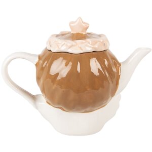 Clayre & Eef Czajnik Ceramiczny 650ml Beżowo-Różowy