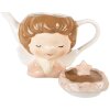 Clayre & Eef Czajnik Ceramiczny 650ml Beżowo-Różowy