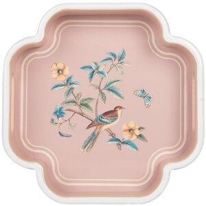 Clayre & Eef 6H2461 Zestaw dekoracyjnych tacek 30x30 / 24x24 cm Beżowo-różowy