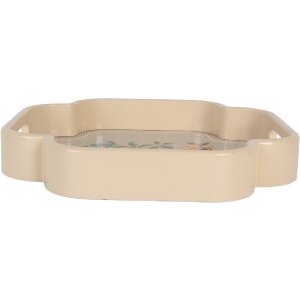 Clayre & Eef 6H2461 Zestaw dekoracyjnych tacek 30x30 / 24x24 cm Beżowo-różowy