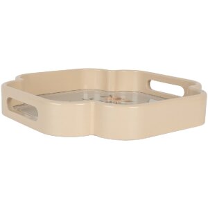 Clayre & Eef 6H2461 Zestaw dekoracyjnych tacek 30x30 / 24x24 cm Beżowo-różowy