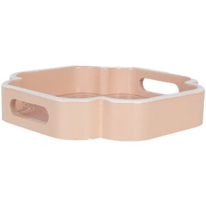 Clayre & Eef 6H2461 Zestaw dekoracyjnych tacek 30x30 / 24x24 cm Beżowo-różowy