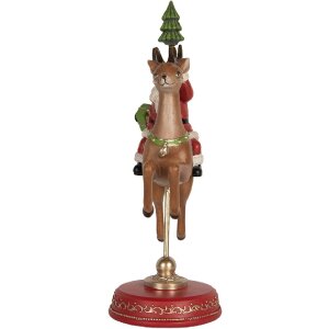 Clayre & Eef 6PR5763 Dekoracja Świętego Mikołaja na reniferze 16x11x30 cm