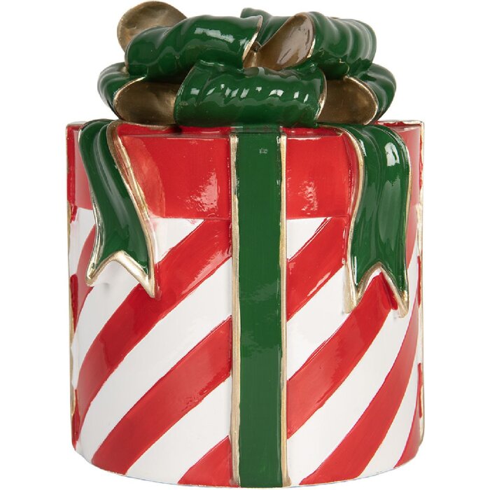 Clayre & Eef 6PR5765 dekoracja na prezent czerwonozielona Ø 16x21 cm