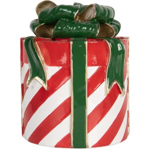 Clayre & Eef 6PR5765 dekoracja na prezent czerwonozielona Ø 16x21 cm