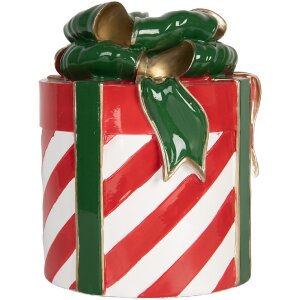 Clayre & Eef 6PR5765 dekoracja na prezent czerwonozielona Ø 16x21 cm