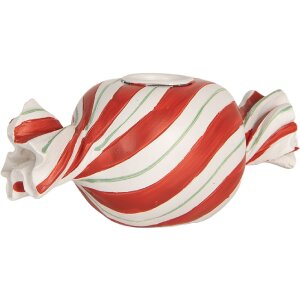 Clayre & Eef Świecznik 14x7x6 cm Czerwono-Biały