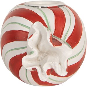 Clayre & Eef Świecznik 14x7x6 cm Czerwono-Biały