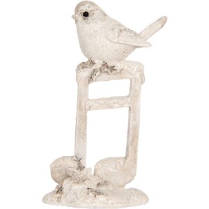 Clayre & Eef Dekoracja Ptak Beżowo-Biały 8x4x13 cm