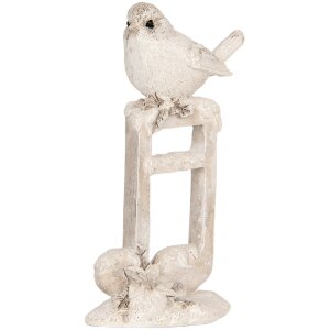 Clayre & Eef Dekoracja Ptak Beżowo-Biały 8x4x13 cm