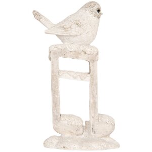 Clayre & Eef Dekoracja Ptak Beżowo-Biały 8x4x13 cm